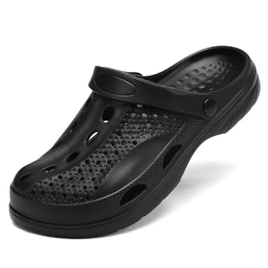 SOSOWHLTE Womens Mens Garden Clogs Shoes with Arch Support Unisex Comfort Slip-on Slippers Sandals Black Size 12-12.5 Female,11-11.5 Male - Image 1