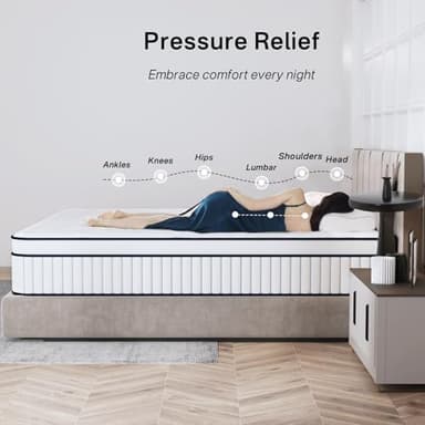 SUAYEA King Mattress, 10 Inch King Size Mattress in a Box, Pocket Spring and Soft Foam, Ultimate Motion Isolation, Strong Support, Medium Firm - Image 2