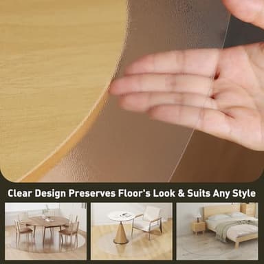 Clear Plastic Floor Mat for Under Dining Table, 4ft Round No Slip Waterproof Vinyl Area Rug for Home, Anti-Spill Hard Floor Protector Cover for Living Room, Splat Mat for Under High Chair - Image 6