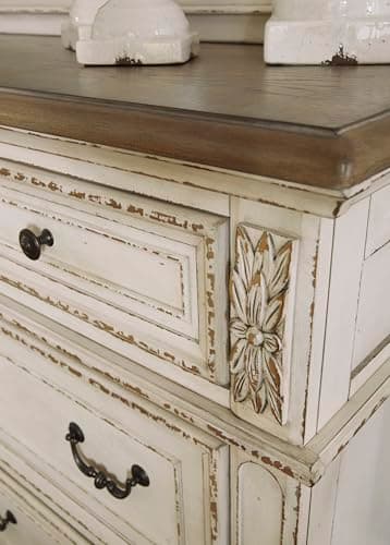 Signature Design by Ashley Realyn | French Country 7-Drawer Two-Tone Dresser – Fully Assembled, Decorative Corbels, Chipped White with Distressed Wood Top - Image 11