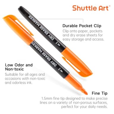 Shuttle Art Dry Erase Markers, 32 Pack 16 Colors Whiteboard Markers,Fine Tip Dry Erase Markers for Kids,Perfect For Writing on Whiteboards,Dry-Erase Boards,Mirrors,Calender,School Office Supplies - Image 3