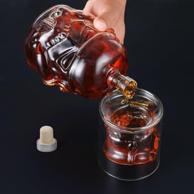 Whiskey Decanter With 2 Glasses, Transparent Creative Flask Carefe Decanter for Brandy, Scotch, Bourbon, Vodka, Liquor Christmas Gift for Men,Dad,Husband,Boyfriend - Image 4