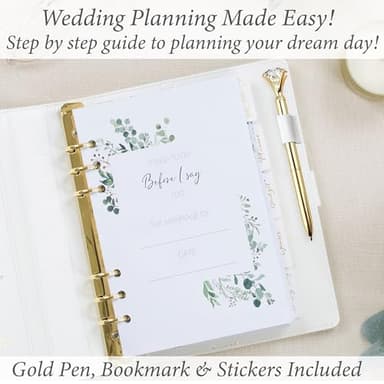 Wedding Planner Book and Organizer - Faux Leather 'Future Mrs' Wedding Planning Book and Organizer 2025-26 I Wedding Binder with. Pen Bookmark & Stickers & Bridal Countdown Calendar I Designed in USA - Image 2