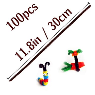 100 Pieces Brown Pipe Cleaners Chenille Stem, Pipe Cleaners Set for DIY Arts Crafts Decorations (Brown) - Image 2