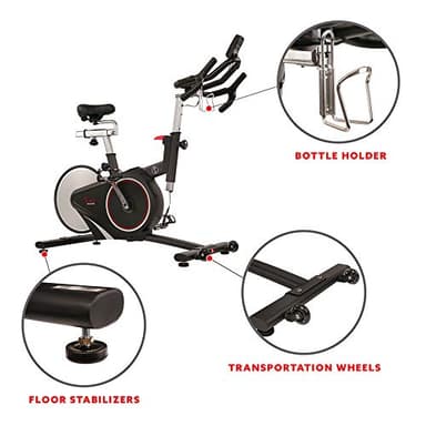 Sunny Health & Fitness Magnetic Rear Belt Drive Indoor Cycling Exercise Bike with RPM Cadence Sensor - SF-B1709, Black - Image 5