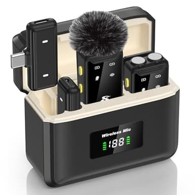 PQRQP Wireless Microphone for iPhone, iPad, Android(Lightning/USB C), Dual Microphones 20 H Battery Life, Mini Microphone, Cordless Double Mics for Video Recording, YouTube, TikTok, 164FT - Image 1