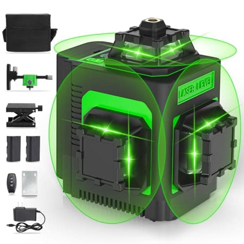 Housolution Laser Level, 3x360° 3D Cross Line Laser for Construction and Picture Hanging, 12 Green Lasers with Self-leveling, 130Ft Level Tool with 10000mAh Battery, Type-C, 4 Adjustable Brightness - Image 1