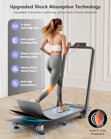 Foldable Treadmill with 8% Incline, Upgrade 3.5HP Low Noise Walking Pad Treadmill with Handle Bar, Trisomy 4 in 1 Portable Under Desk Treadmills for Home/Office, 330 Lbs Capacity, APP & Remote Control - Image 4