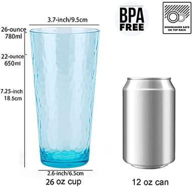KX-WARE 26-ounce Acrylic Highball Glasses Plastic Tumbler Larger Drinking Glasses, set of 6 Multicolor - Image 2