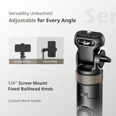 Sensyne 72" Extendable Tripod for iPhone & Selfie Stick with Detachable Phone Holder & Wireless Remote, Compatible with All Cell Phones, Black - Image 4