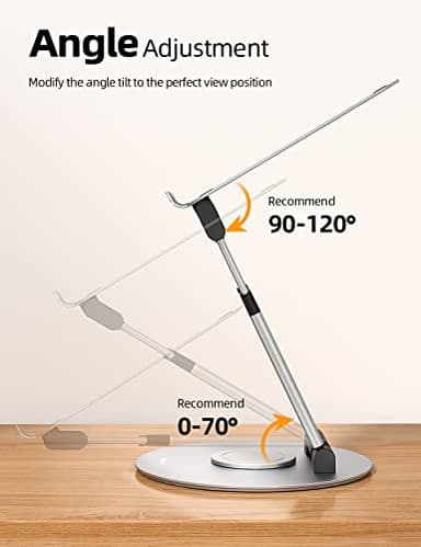 Nulaxy Telescopic 360 Rotating Laptop Stand for Desk Adjustable Height Swivel Pull Out Design Ergonomic Laptop Riser Fits All 10-17" Laptops Computer MacBook, Silver - Image 4