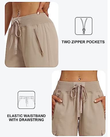 MoFiz Womens Capris with Pockets Loose Fit Casual Capri Pants Lightweight Ladies Cargo Pants for Hiking Khaki 2XL - Image 3