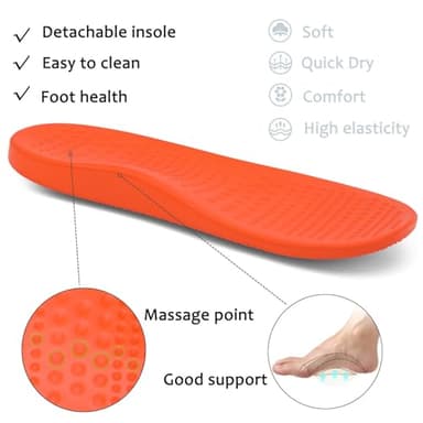 ChayChax Men's and Women's Arch Support Clogs Garden Shoes Slip-on Outdoor Beach Slippers with Removable Cushion Footbed, Grey Orange, 12-13 Women/10.5-11.5 Men - Image 5