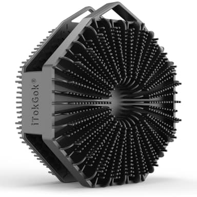 iTokGoK® Premium Silver-Infused Dual-Sided Design 2-in-1 Silicone Body Scrubber for Shower,Body Brush Buffer Scrubber for Men and Women for All Skin, Ergonomic No-Slip Handle, Easy to Clean - Black - Image 1