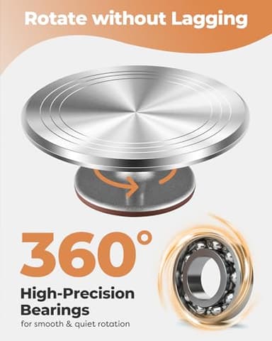 Kootek 51 Pcs Cake Decorating Kit, 12" Aluminum Alloy Cake Turntable, 10 Numbered Icing Tips, Offset and Straight Spatulas, Cake Leveler, Pastry Bags Baking Supplies - Image 2
