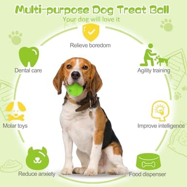 HIPPIH Dog Puzzle Toy 2 Pack, Interactive Dog Toys for Treat Dispensing, Durable Puppy Toys for Teething, Dog Treat Ball for Teeth/Slow Feeder/IQ Training/Playing, Blue-2.75‘’, Green-3.14‘’ - Image 4