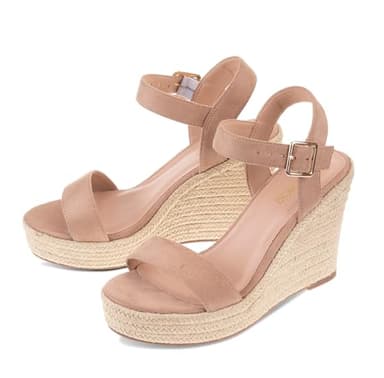 VICKI·VICKI Women's Platform Sandals Wedge Ankle Strap Open Toe Sandals Apricot Size 8.5 - Image 2
