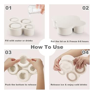 Nax Caki White Hollow Cylinder Ice Cube Mold for 20oz 30oz 40oz Stanley Cup Accessories, Silicone Tumbler Ice Mold with Lid for Tumbler Whiskey Cocktails Bourbon - Image 5