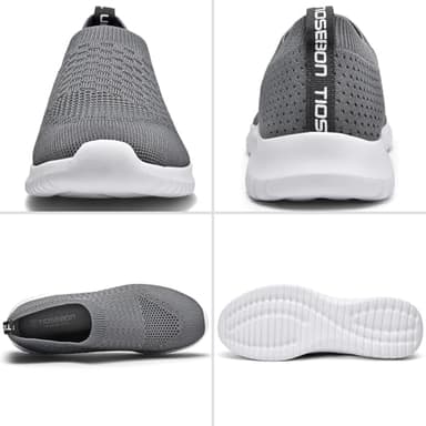 TIOSEBON Men's Casual Slip-on Walking Tennis Shoes-Comfortable Knit Running Sneakers 9 US Deep Gray - Image 7
