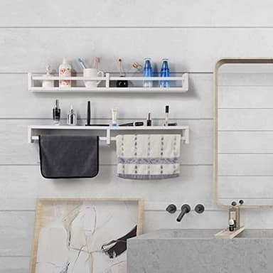 Austin yan White Nursery Bookshelves Wall Mounted, 32inch,Wood Floating Wall Bookshelf for Kids,Hanging Shelf for Baby Nursery Room Decor,Set of 2,Pine - Image 8