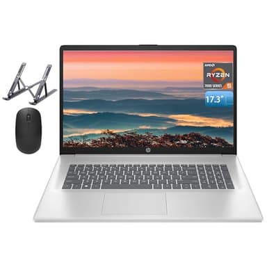 HP 17 Laptop, 17.3" FHD Display, 32GB RAM, 1TB SSD, AMD Ryzen 5 Processor(Beats i7-1165G7, Up to 4.3GHz), Webcam, Numeric Keypad, Long Battery Life, Windows 11 Home, Alpacatec Accessories, Silver - Image 1