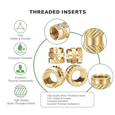 500 Pcs Threaded Inserts for Plastic M2*100 + M3*200 + M4*100 + M5*100, M3 Thread Inserts Screw Inserts Heat Set Insert Nut Inserts, Metric Knurled Nuts, Heat Inserts for 3D Printing - Image 2