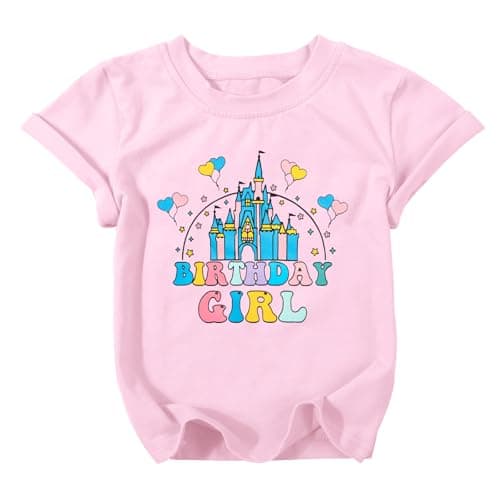 Birthday Girl Shirt Magical Castle Tshirt Birthday Shirts for Kids Funny Birthday Party Gift Tees Cute Graphic Tops A-Pink - Image 1