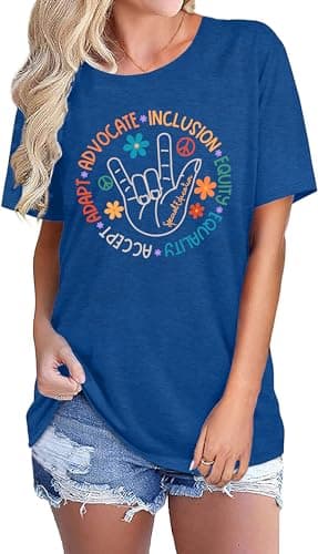 Autism Teacher Shirts for Women Special Education Teacher Graphic T-Shirt Autism Awareness Inspirational Tee Tops(Blue1,X-Large) - Image 4