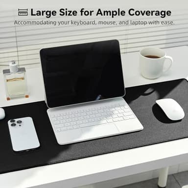 Reniteco Large Gaming Mouse Pad with Durable Stitched Edges, Non-Slip Rubber Base, Big Computer Keyboard Mouse Mat Desk Pad for Home Office Gaming Work, 31.5"x11.8"x0.12", Black - Image 2