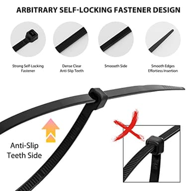 Cable Zip Ties,400 Pack Black Assorted Sizes 12+8+6+4 Inch,Multi-Purpose Self-Locking Nylon Cable Cord Management ,Plastic Wire Ties for Home,Office,Garden,Workshop. By HAVE ME TD - Image 3