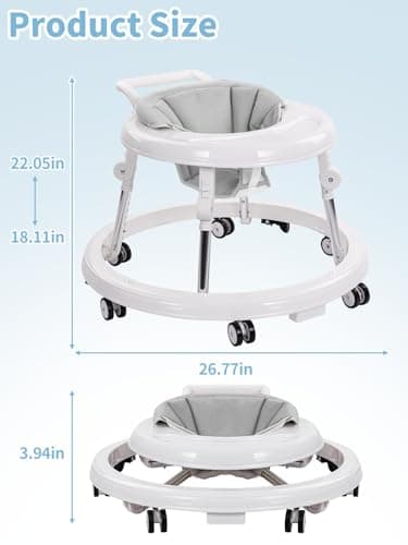 Baby Walker with Wheels: Adjustable Height & Foldable Design, Mute Wheels & Anti-Rollover Feature, Includes Footrest, Perfect for Boys & Girls 6-18 Months - Image 5