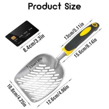 Apidgrowth Cat Litter Scoop,Long Handle Cat Scooper,Stainless Steel Metal Scoop,Poop Sifting,Mesh Shovel,Suitable for Cat Litter Box, (Yellow) - Image 2