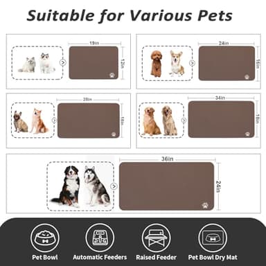 HotLive Pet Feeding Mat - Absorbent Dog Mat for Food and Water, No Stains Cat Bowl Mat, Easy to Clean Pet Placemats, Quick Dry Dog Water Dispenser Mat for Messy Drinkers | Paw Brown 16"x 24" - Image 4