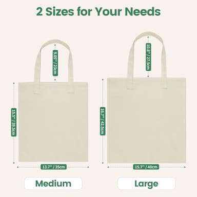Carbrea 12 Pack Canvas Tote Bag - Lightweight Thin Tote Bags Bulk Blank Shopping Reusable Grocery Bags for DIY Gift Sublimation Activity - Beige - Image 2