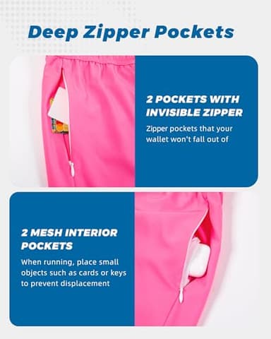 SURF CUZ Mens Swim Trunks with Compression Liner Mens Swimming Trunks 5 Inch Bathing Suit with Zipper Pockets Quick Dry Swim Shorts Pure Bright Pink Large - Image 6