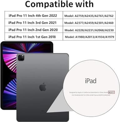 ProCase Cover for iPad Pro 11 Inch Case 2022/2021/2020/2018, Slim Stand Hard Back Shell Smart Cover for iPad Pro 11 4th Gen 2022/3rd Gen 2021/ 2nd Gen 2020/1st Gen 2018 -Black - Image 2