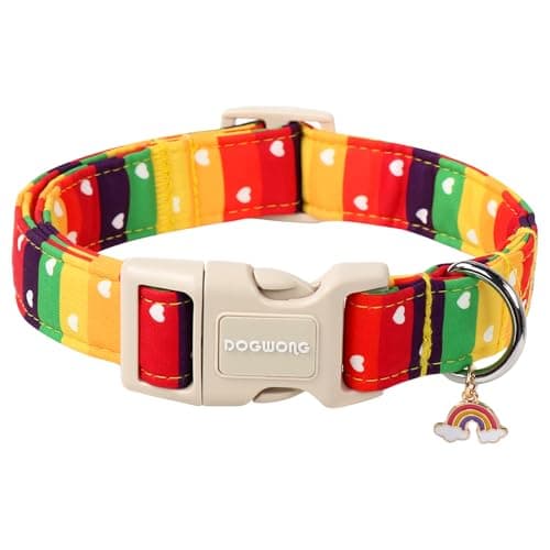 DOGWONG LGBT Dog Collar, Rainbow LGBTQ Dog Collars, Adjustable Cute Pride LGBT Pet Collars Design Quick Release Buckle Dogs Necklace for Small Medium Large Dogs - Image 1