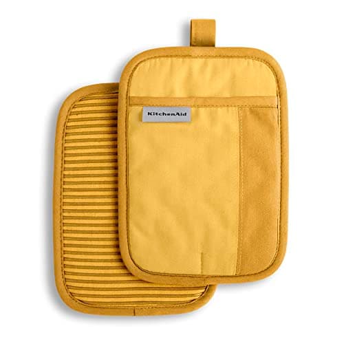KitchenAid Beacon Two-Tone Non-Slip Pot Holder Set, Majestic Yellow, 7"x10", 2 Piece - Image 1