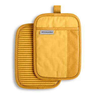 KitchenAid Beacon Two-Tone Non-Slip Pot Holder Set, Majestic Yellow, 7"x10", 2 Piece - Image 1