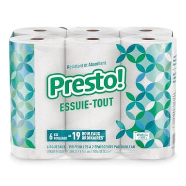 Amazon Brand - Presto! Flex-a-Size Paper Towels, 158 Sheet Huge Roll, 12 Rolls (2 Packs of 6), Equivalent to 38 Regular Rolls, White - Image 4