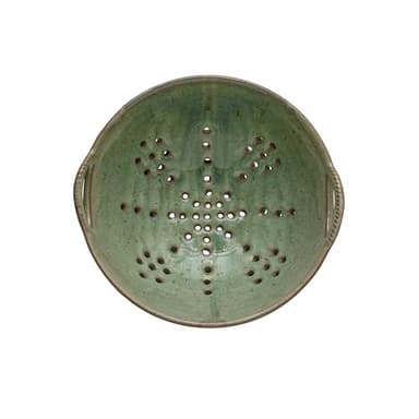 Creative Co-Op Stoneware Berry Bowl with Handles, Aqua Reactive Glaze - Image 5