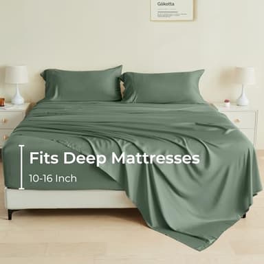 GOKOTTA King Size Sheets Set,Breathable Soft Sheets King Size,16” Pocket King Sheets with Elastic Corner Straps,Moisture Wicking,Double Stitching - Image 7