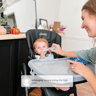Jeep by Delta Children Classic Convertible 2-in-1 High Chair for Babies and Toddlers with Adjustable Height, Recline & Footrest - Dishwasher Safe Meal Tray, Black - Image 11