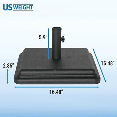 US Weight 40 Pound Umbrella Base - Weighted Umbrella base For Use With Patio Table – Heavy Duty Base- 4” Stem Accommodates 1”-1.5” Pole Sizes - Black - Image 4