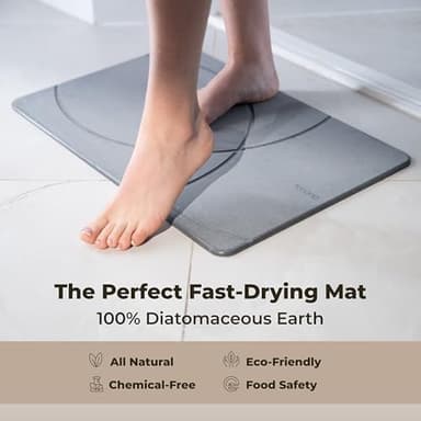 Stone Bath Mat, Diatomaceous Earth Non-Slip Stone Shower Mat - Quick Drying Absorbent Bath Mats for Bathroom - Elegant & Modern Design, Easy to Clean (23.5 x 15) - Graphite - Image 6