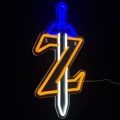 JOSEBRU Zelda Neon Sign, Silicone & Acrylic 8.2x16.1 inches, Sword Z LED Light for Gaming Room Decor, Wall Mount Indoor USB Powered - Image 3