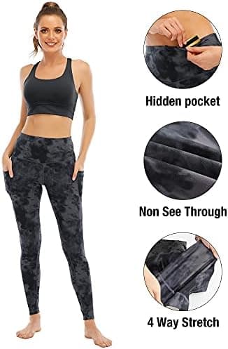 4 Pack Leggings with Pockets for Women,High Waist Tummy Control Workout Yoga Pants - Image 5