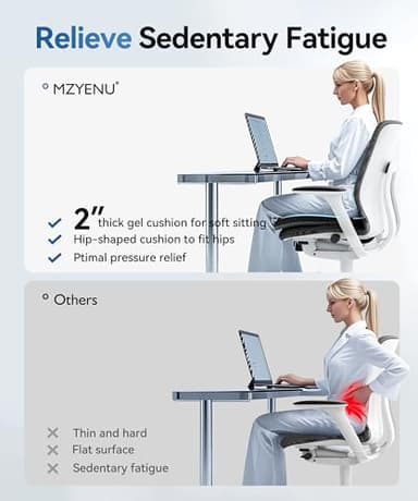 MZYENU Gel Seat Cushion,Cool Chair Cushion for Office Chairs,Driving Car Seat Cushion Breathable,Wheelchair Cushions for Pressure Relief,Back Pain for Seat Cushion,Chair Pad with No-Slip Cover - Image 4