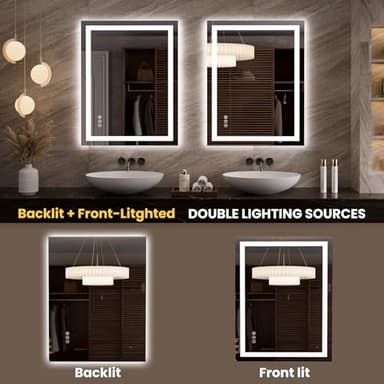 LOAAO 27.6"x35.4" LED Mirror for Bathroom, Lighted Bathroom Mirror with Lights, Anti-Fog, Dimmable, Memory Function, Easy to Install, Clear Reflection - Image 5