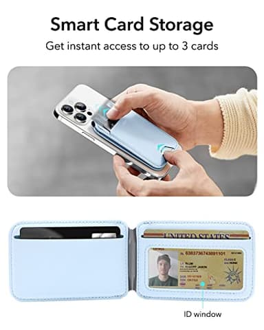 ESR Magnetic Wallet, Compatible with MagSafe Wallet with Adjustable Stand, for iPhone 17/16/15/14/13/12 Series, Not for iPhone 13/12 mini, 3 Card Holder, Vegan Leather, Blue - Image 4